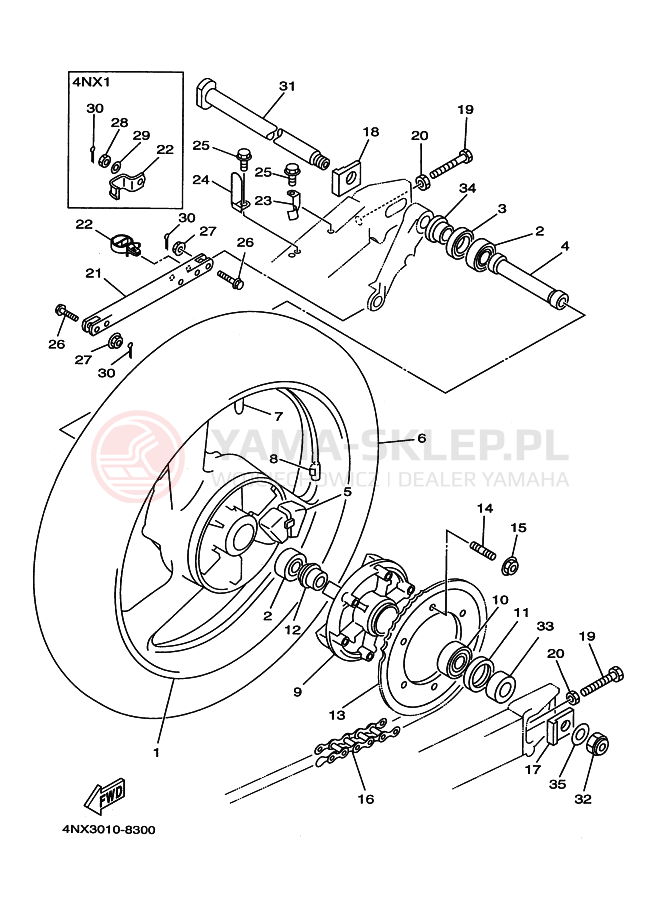 Schemat "Koło tył" do Yamaha TRX850