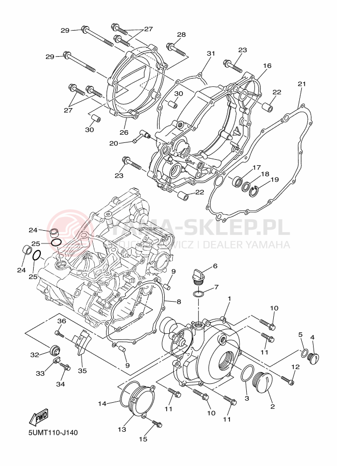 Schemat "Pokrywa silnika" do Yamaha WR250F