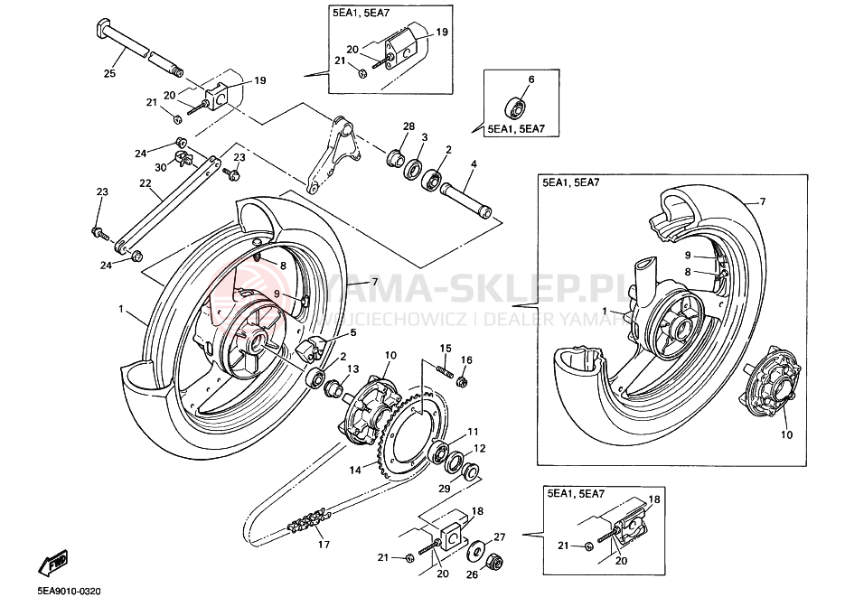 Schemat "Koło tył" do Yamaha XJR1300