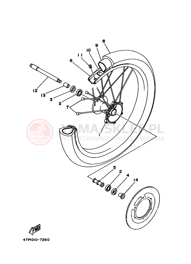 Schemat "Koło przód" do Yamaha DT230 LANZA