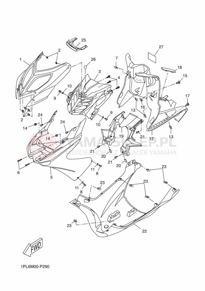 Schemat "Nadwozie przód" do Yamaha AEROX NAKED