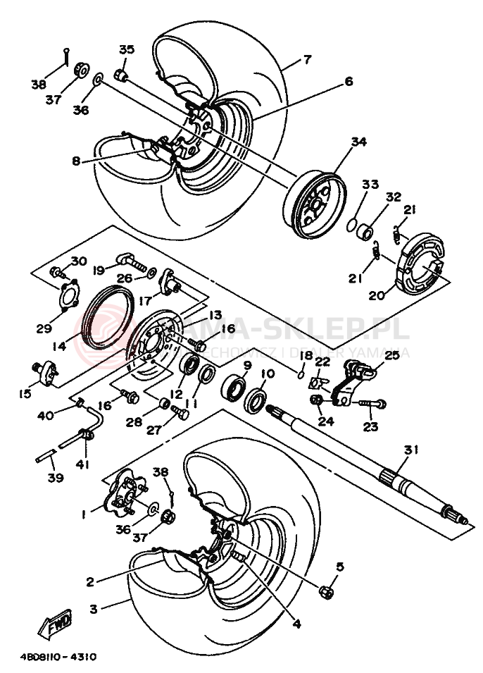 Schemat "Koło tył" do Yamaha YFB250