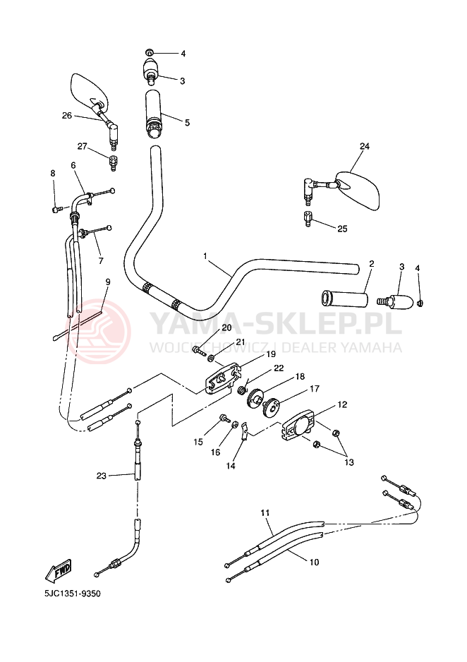 Schemat "Kierownica i osprzęt" do Yamaha XVZ13TF ROYALSTAR VENTURE