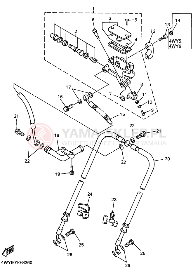 Schemat "Pompa hamulcowa przednia" do Yamaha XVZ13AT ROYALSTAR TOUR CLASSIC