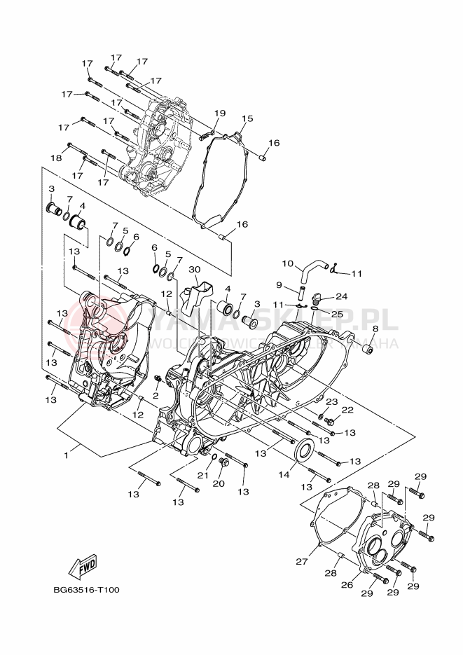 Schemat "Pokrywa silnika" do Yamaha XMAX 300