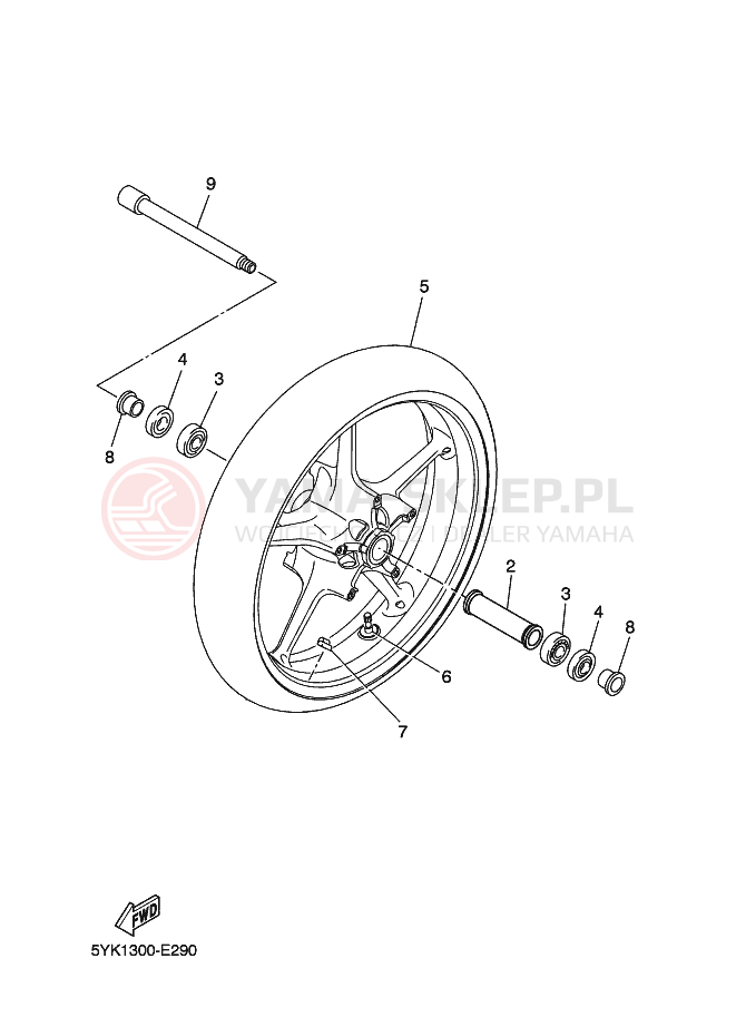 Schemat "Koło przód" do Yamaha MT03