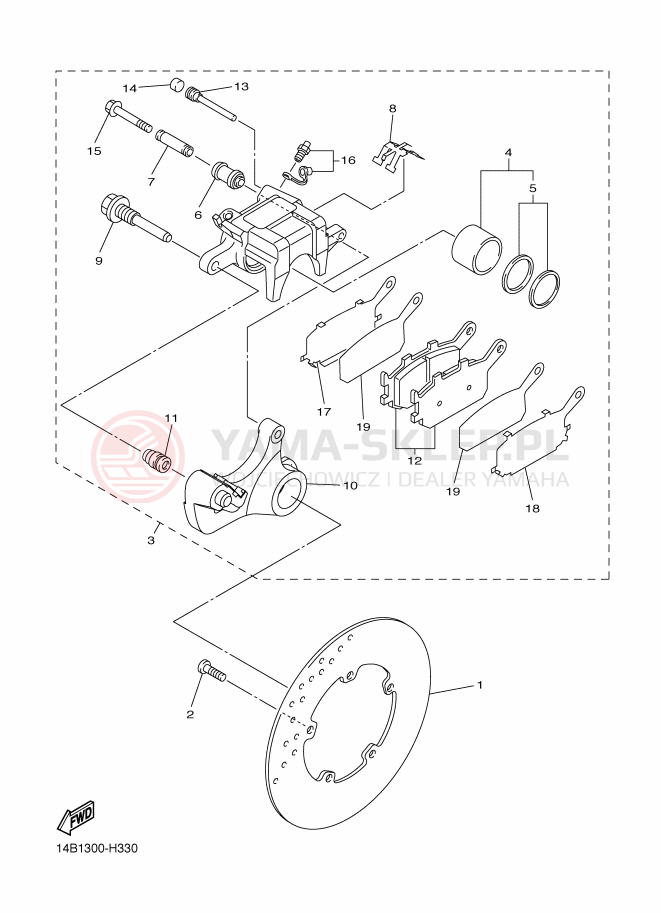 Schemat "Zacisk hamulcowy tylny" do Yamaha YZF-R1