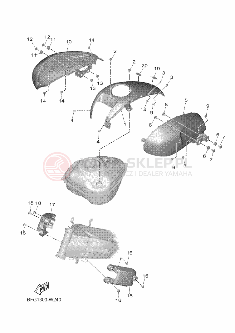 Schemat "zbiornik paliwa" do Yamaha XSR125
