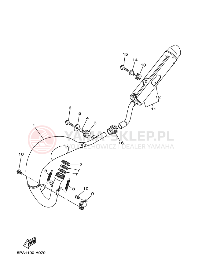 Schemat "Wydech końcowy" do Yamaha YZ85