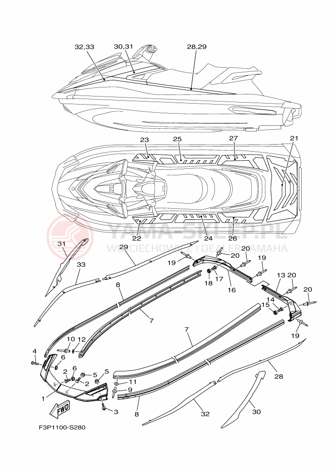 Schemat "GUNWALE - MAT" do Yamaha GP1800