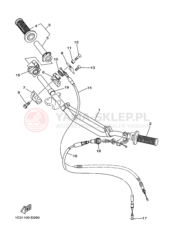 Schemat "Kierownica i osprzęt" do Yamaha YZ250