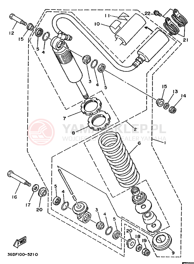 Schemat "zawieszenie tył" do Yamaha WARRIOR