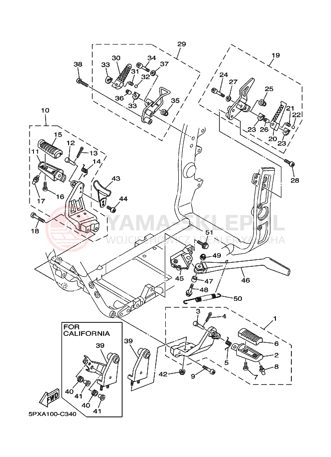 Schemat "Stopka postojowa i podnóżki" do Yamaha XV1700PC XV17PCT ROADSTAR WARRIOR MIDNIGHT