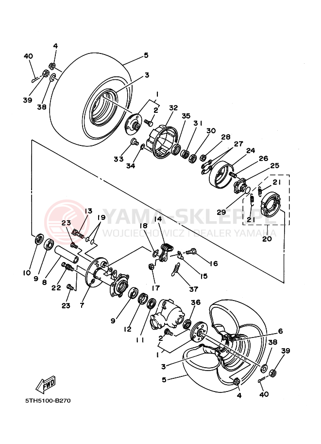 Schemat "Koło tył" do Yamaha YFM80