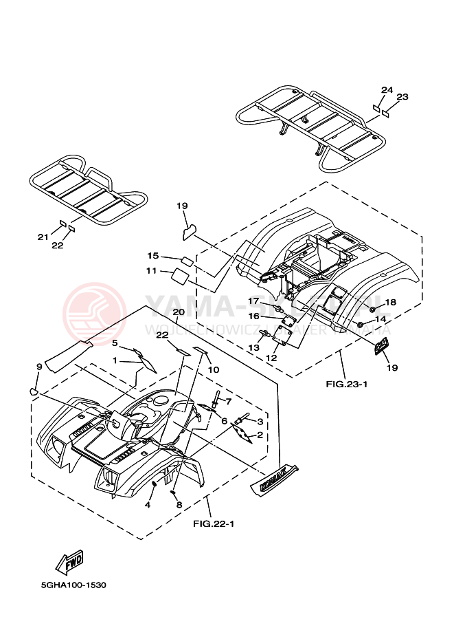 Schemat "naklejki" do Yamaha YFM400FA