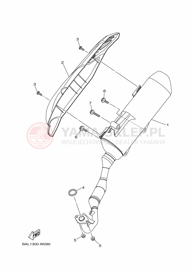 Schemat "Wydech końcowy" do Yamaha NMAX 155
