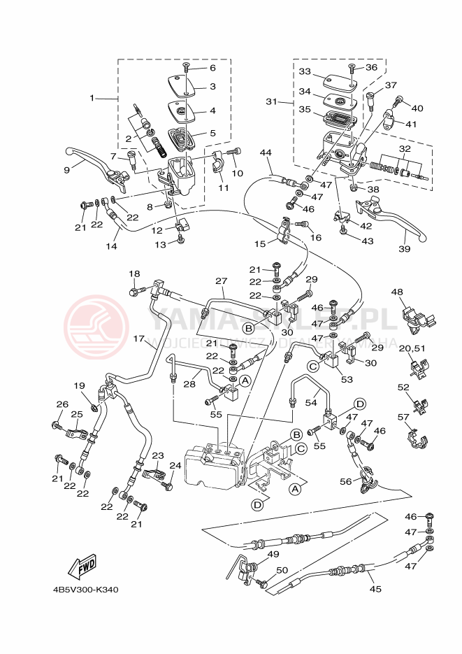 Schemat "Pompa hamulcowa przednia" do Yamaha TMAX