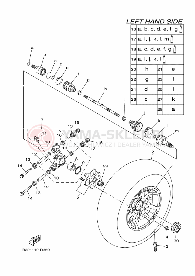 Schemat "Koło tył" do Yamaha KODIAK 700 EPS
