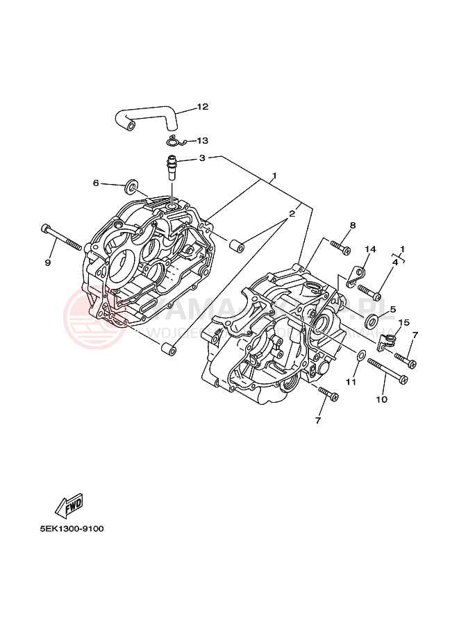 Schemat "Pokrywa silnika" do Yamaha TW125