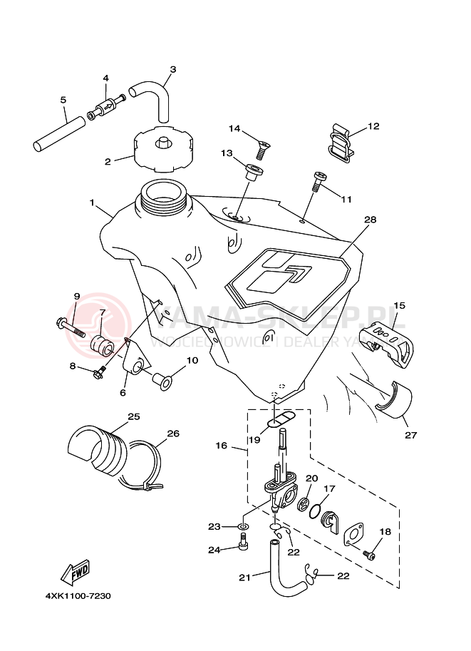 Schemat "zbiornik paliwa" do Yamaha WR250Z