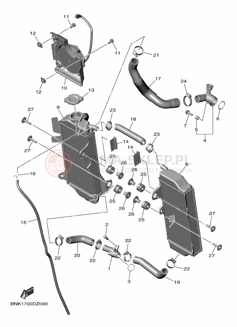 Schemat "Układ chlodzenia" do Yamaha WR450F