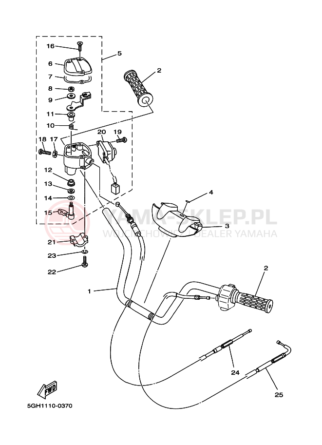 Schemat "Kierownica i osprzęt" do Yamaha YFM400FA