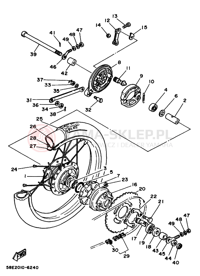 Schemat "Koło tył" do Yamaha YB-1