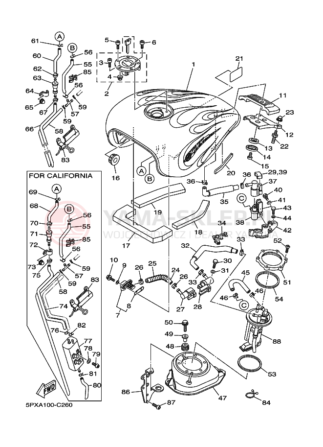 Schemat "zbiornik paliwa" do Yamaha XV1700PC XV17PCS ROADSTAR WARRIOR