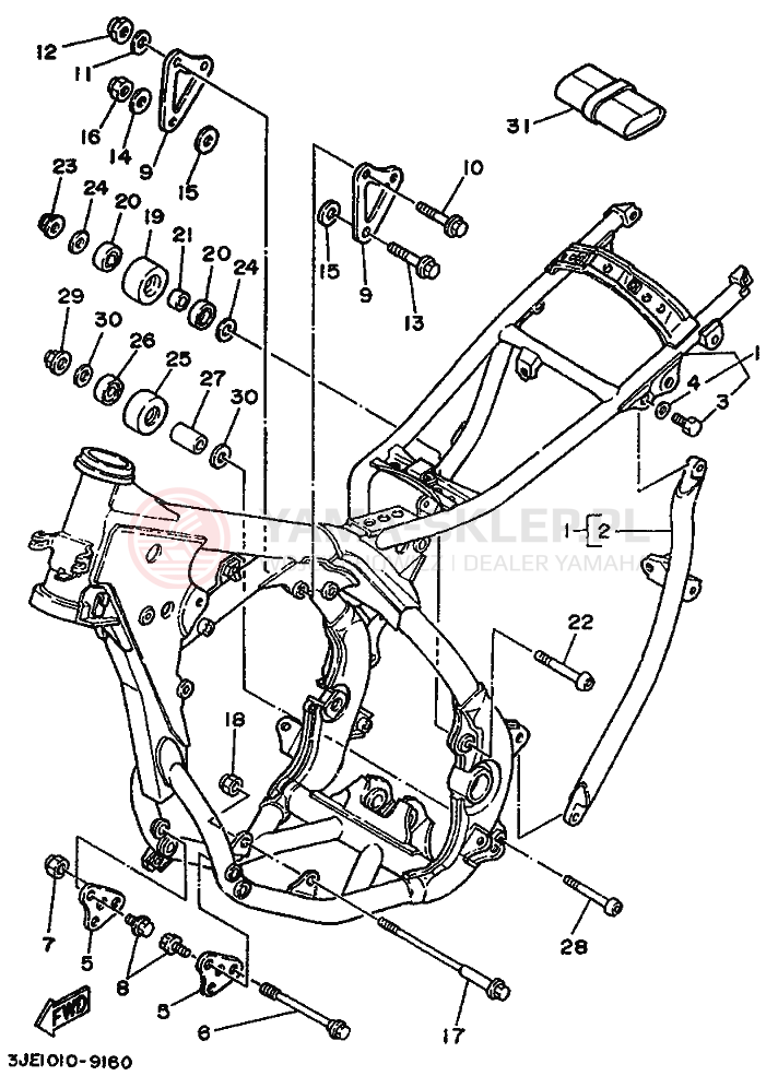 Schemat "Pokrywa boczna" do Yamaha YZ250