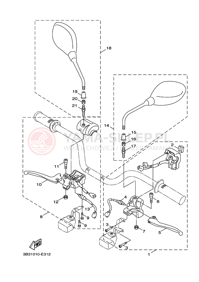 Schemat "Kierownica i osprzęt" do Yamaha BOOSTER X