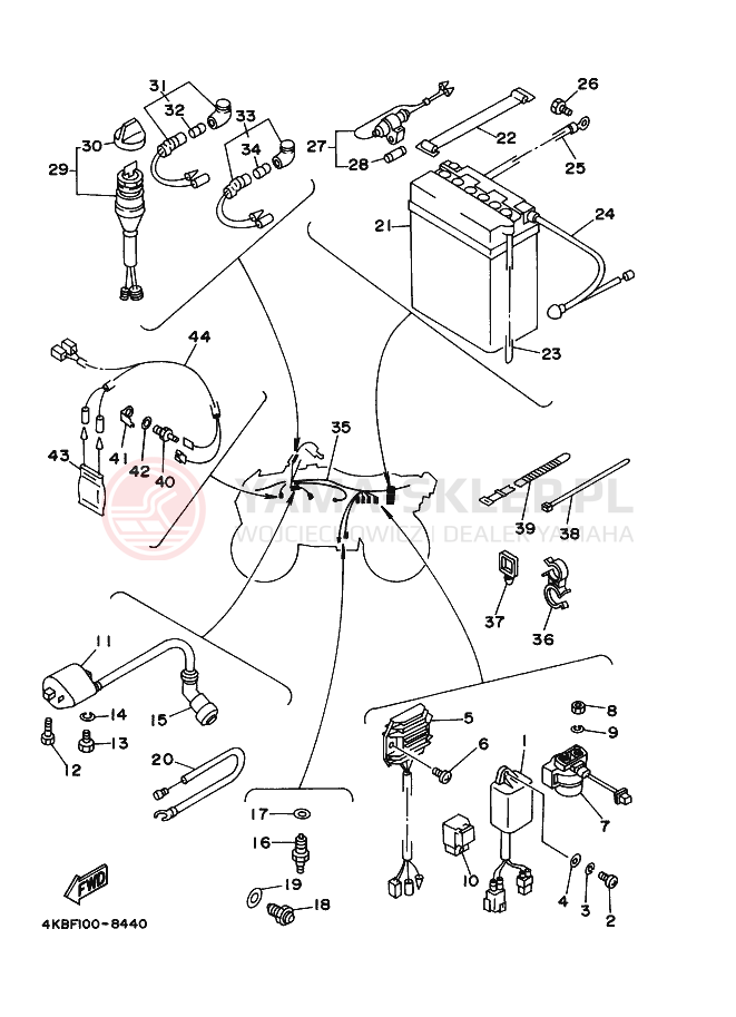 Schemat "układ elektryczny" do Yamaha YFB250FW