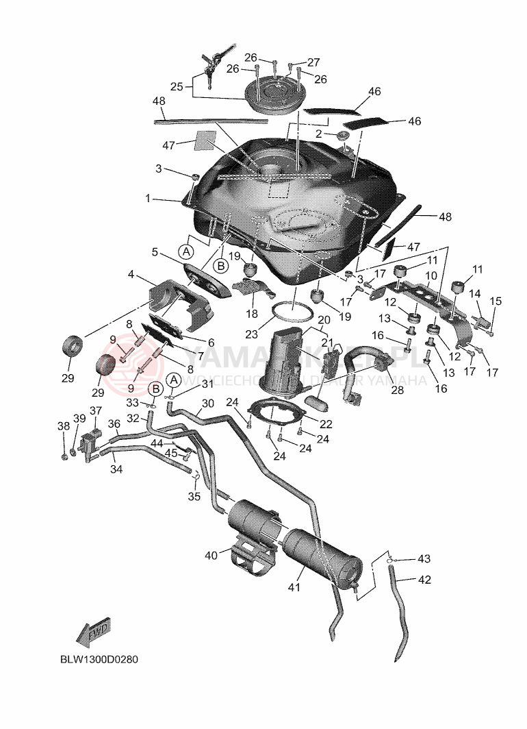 Schemat "zbiornik paliwa" do Yamaha MT-07 35KW