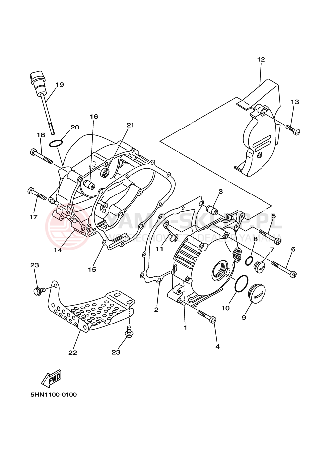 Schemat "Pokrywa silnika" do Yamaha TTR90