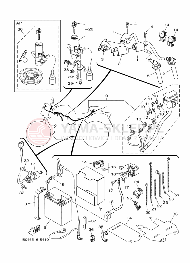 Schemat "układ elektryczny" do Yamaha MT-250