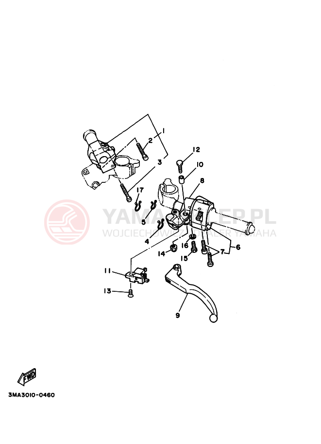 Schemat "Kierownica i osprzęt" do Yamaha TZR250SP