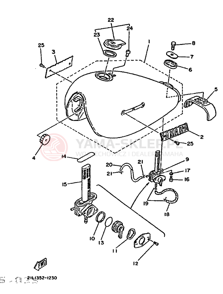 Schemat "zbiornik paliwa" do Yamaha SR250