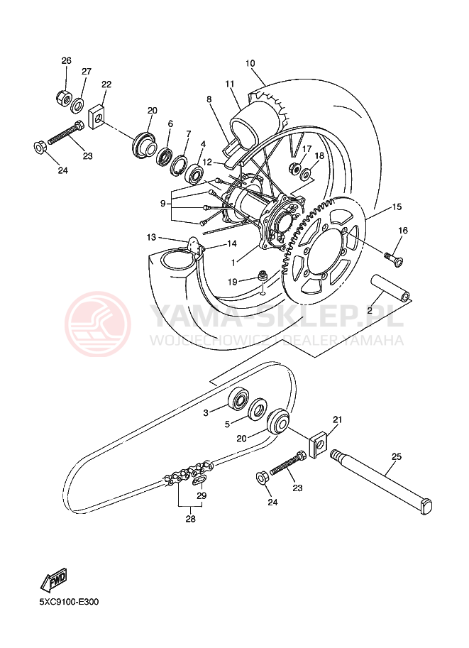 Schemat "Koło tył" do Yamaha YZ250F
