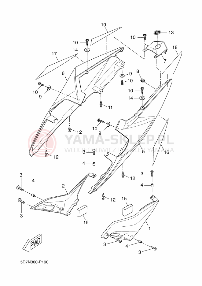 Schemat "Pokrywa boczna" do Yamaha YZF-R125