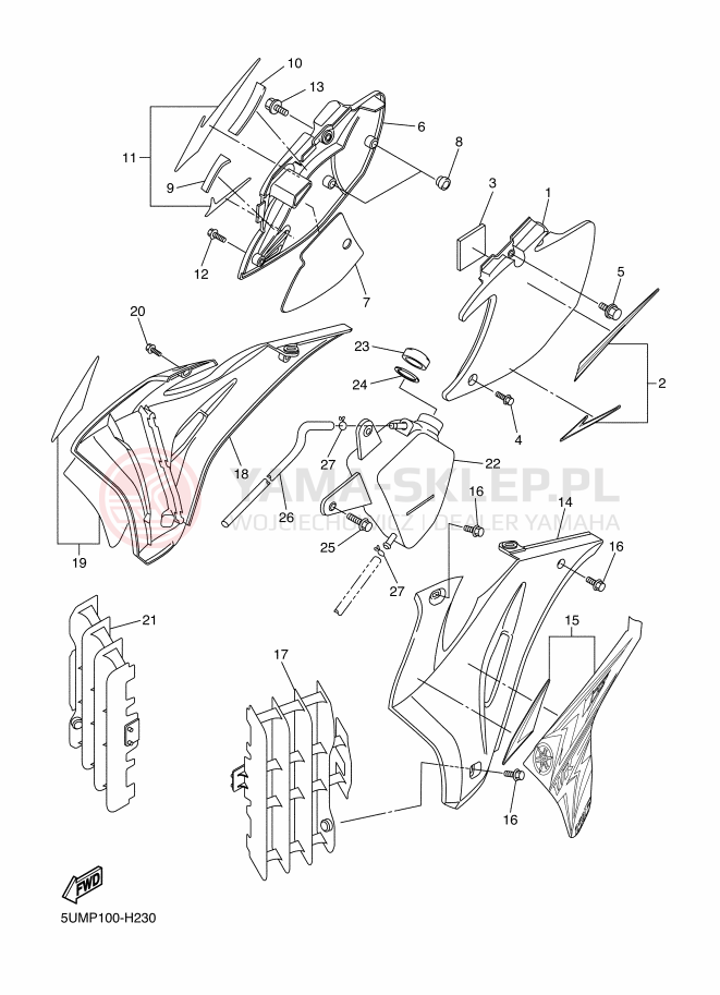 Schemat "Pokrywa boczna" do Yamaha WR250F