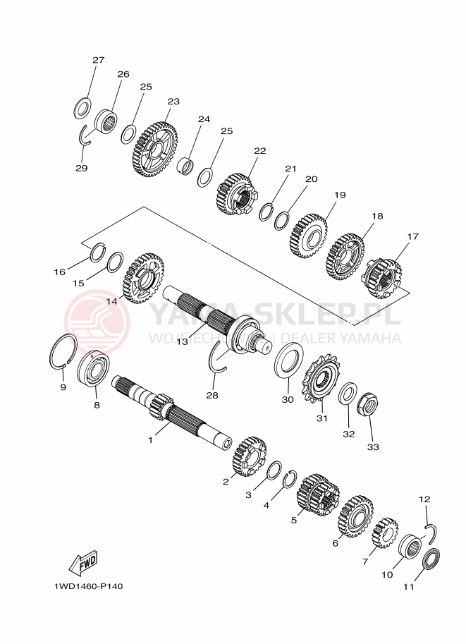 Schemat "Skrzynia biegów " do Yamaha YZF-R25