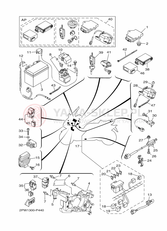 Schemat "układ elektryczny" do Yamaha TMAX
