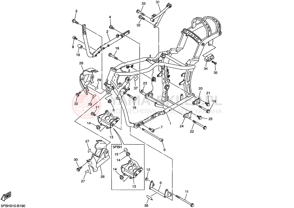 Schemat "rama" do Yamaha XVS1100 DRAGSTAR 1100