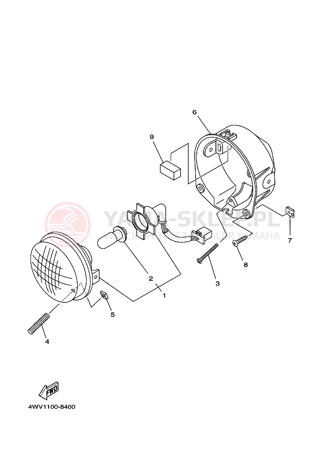 Schemat "Lampa przód" do Yamaha YFM600FWA
