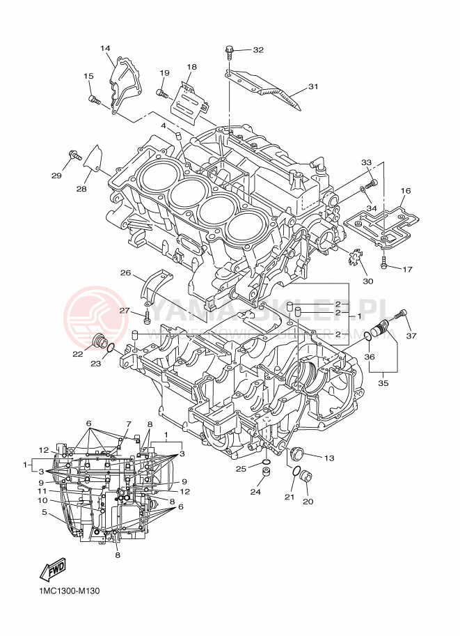 Schemat "Obudowa silnika" do Yamaha FJR1300A