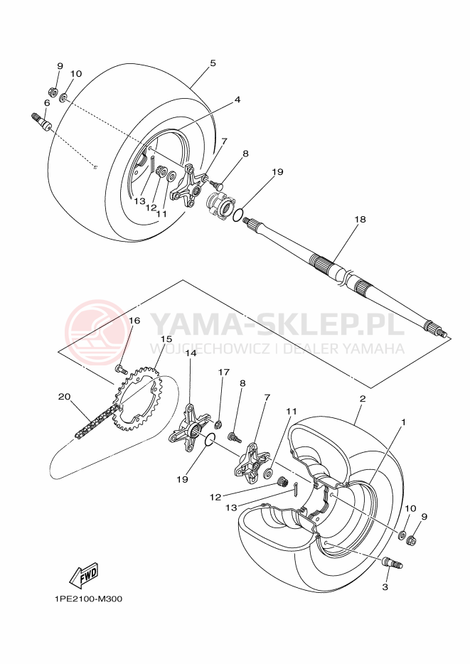 Schemat "Koło tył" do Yamaha YFM700R