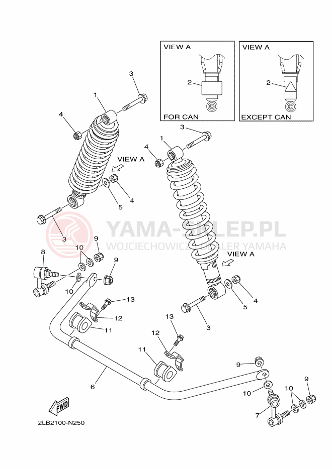 Schemat "zawieszenie tył" do Yamaha YFM550PE