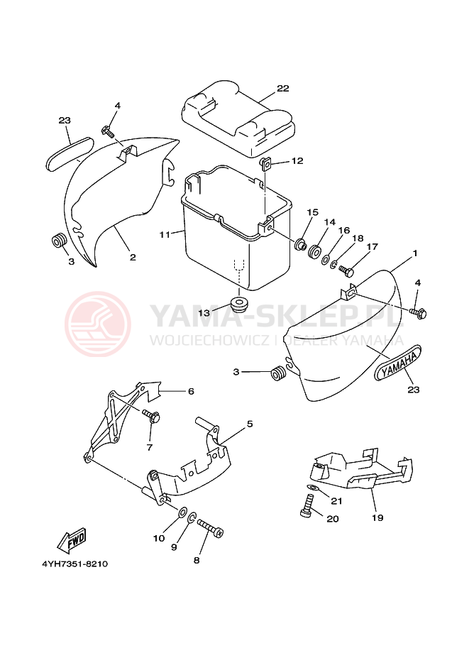 Schemat "Pokrywa boczna" do Yamaha XV535 VIRAGO