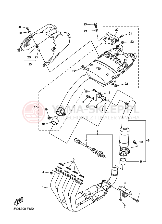 Schemat "Wydech końcowy" do Yamaha FAZER