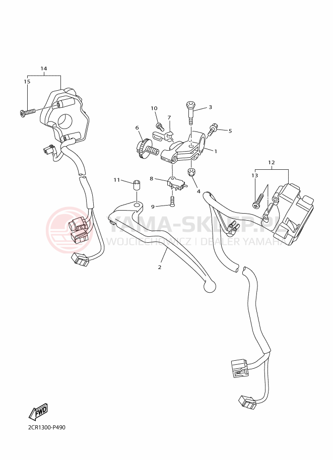 Schemat "Kierownica i osprzęt" do Yamaha YZF-R1