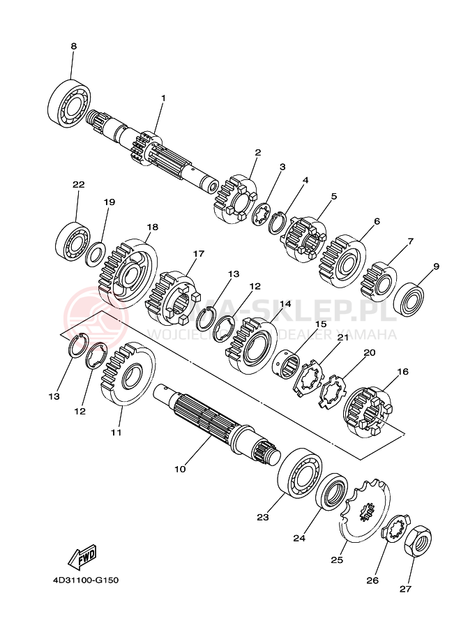 Schemat "Skrzynia biegów " do Yamaha YFM250R